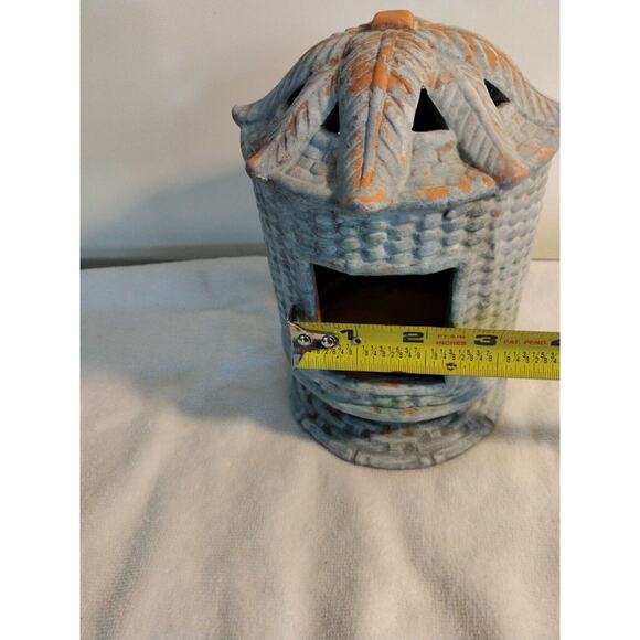 Tealight Party 7" Candle Holder Tropical Palm Asian Island Terracotta Pottery - Picture 12 of 12